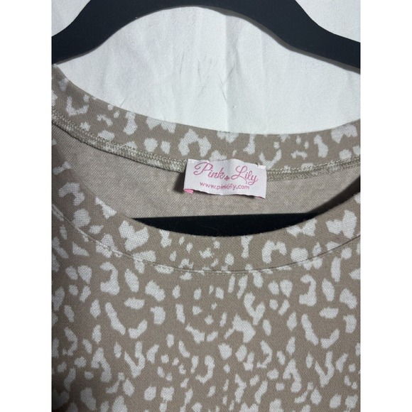 PINK LILY Dress Womens Medium Tan White Animal Print EUC‎ B6 - Picture 2 of 5